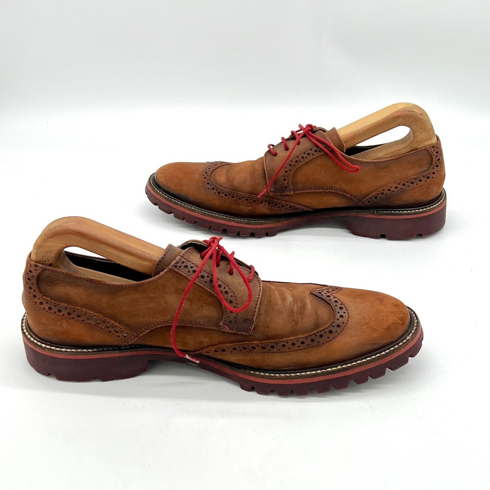 Donald J. Pliner Oxford Men's Sz 10.5 Dress Shoes Brown Washed Suede - Picture 4 of 11